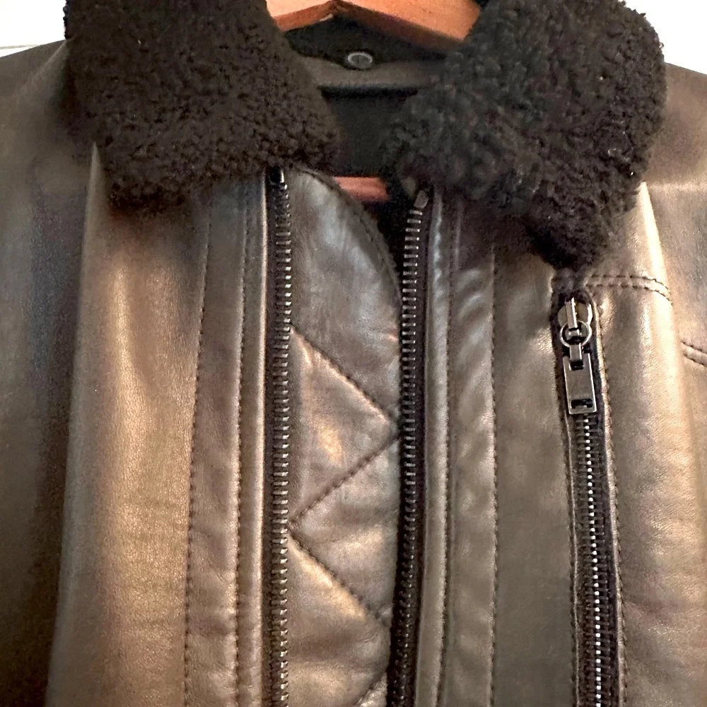 Authentic Lanvin leather jacket w/ shearling collar 🦄. Final sale - Picture 2 of 7